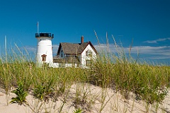 Beach Grass Around Stage Harbor Lighthouse On Cape Cod